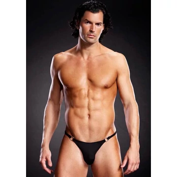Microf. Thong w. Metal Rings Black S/M