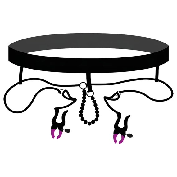 Bad Kitty - intim széthúzó csipesz alsóval - lila-fekete (S-L)