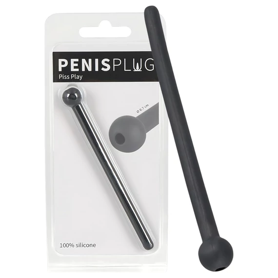 Dilator Piss Play - üreges, szilikon húgycső tágító (fekete)