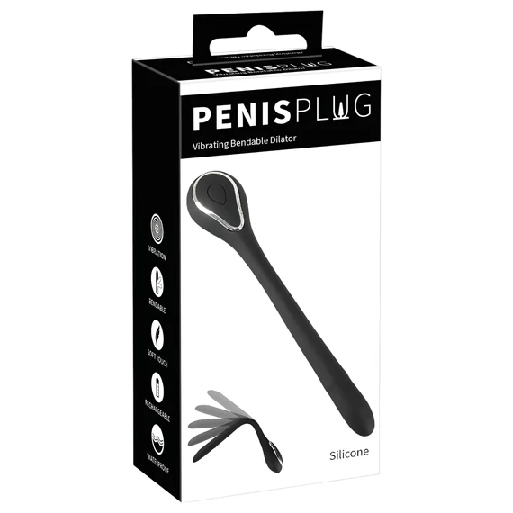 Penis Plug Dilator - akkus húgycső vibrátor (1,1cm) - fekete