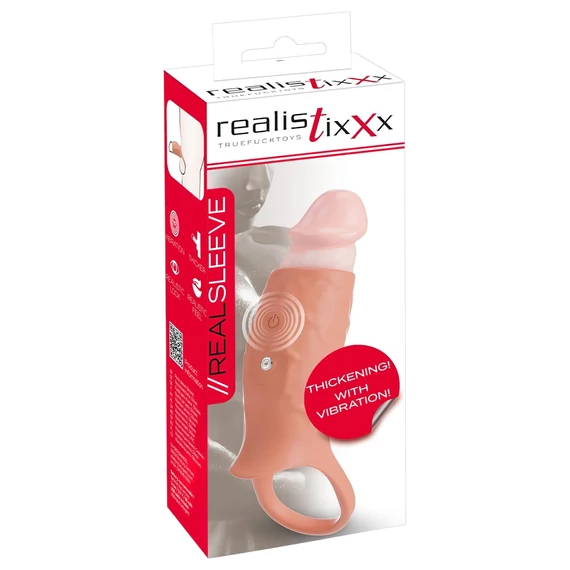 Realistixxx - nyitott, vibrációs péniszköpeny (natúr)