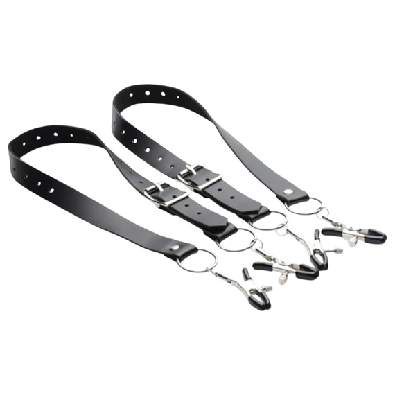 XR Brands - szeméremajak-széthúzó csipeszek (fekete)