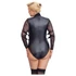 Kép 5/8 - Cottelli Bondage Plus Size - csipkésujjú body (fekete)