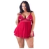 Kép 2/6 - Cottelli Plus Size - csipkés, lenge babydoll (piros)