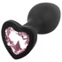 Kép 1/7 - Sunfo - szilikon anál plug szív alakú kővel (fekete-pink)