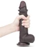 Kép 7/9 - Lovetoy Sliding-Skin - kétrétegű dildó - 23cm (barna)