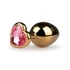 Kép 1/4 - Easytoys Metal No.7 - pink köves szíves kúp anál plug - arany (3cm)