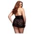 Kép 2/2 - BACI Plus Size - nyakpántos, csipke babydoll - fekete (XL-XXL)