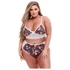 Kép 1/2 - Baci Plus Size - virágos, csipkés melltartó szett, magas derékkal