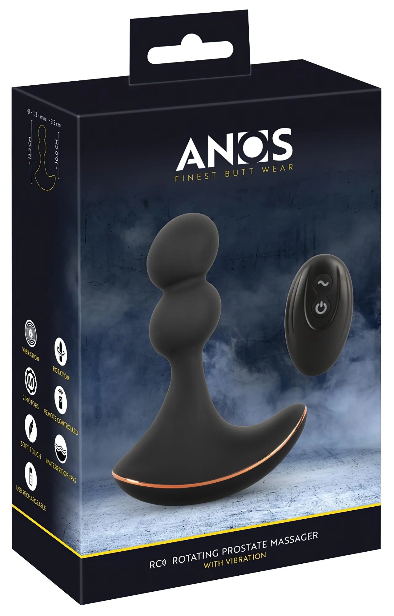 ANOS - kétmotoros forgó anál vibrátor (fekete)