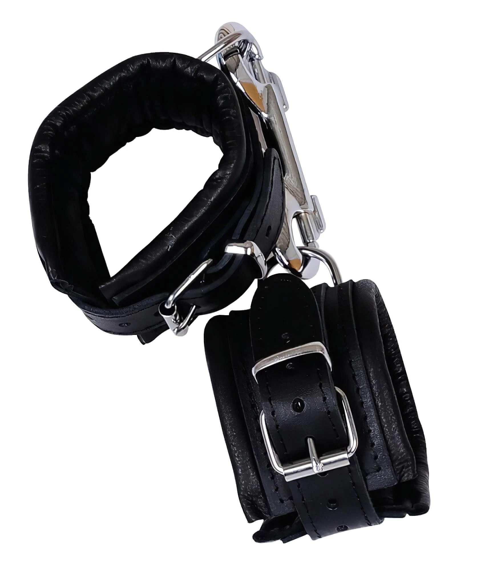 ZADO - bőr csukló bilincs és karabiner (fekete)