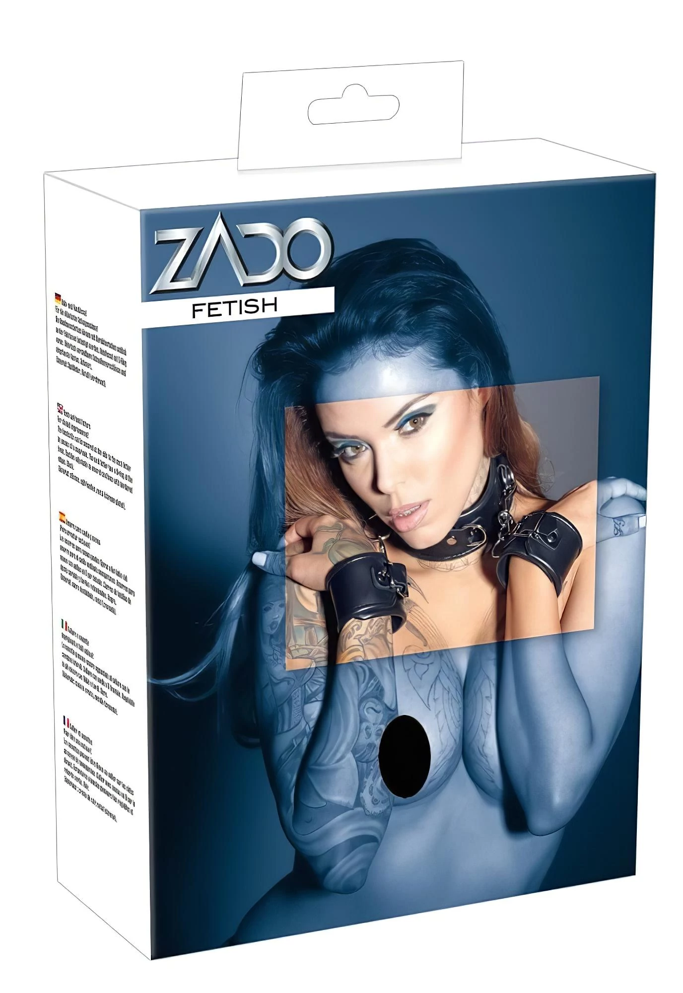 ZADO - bőr nyakörv bilinccsel (fekete)