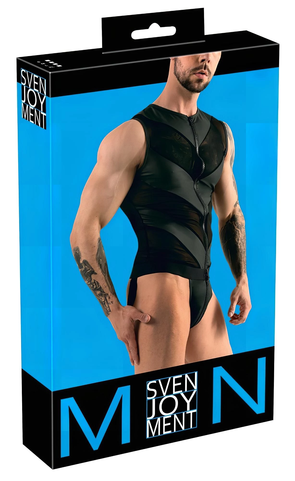 / Svenjoyment - cipzáras férfi body (fekete)