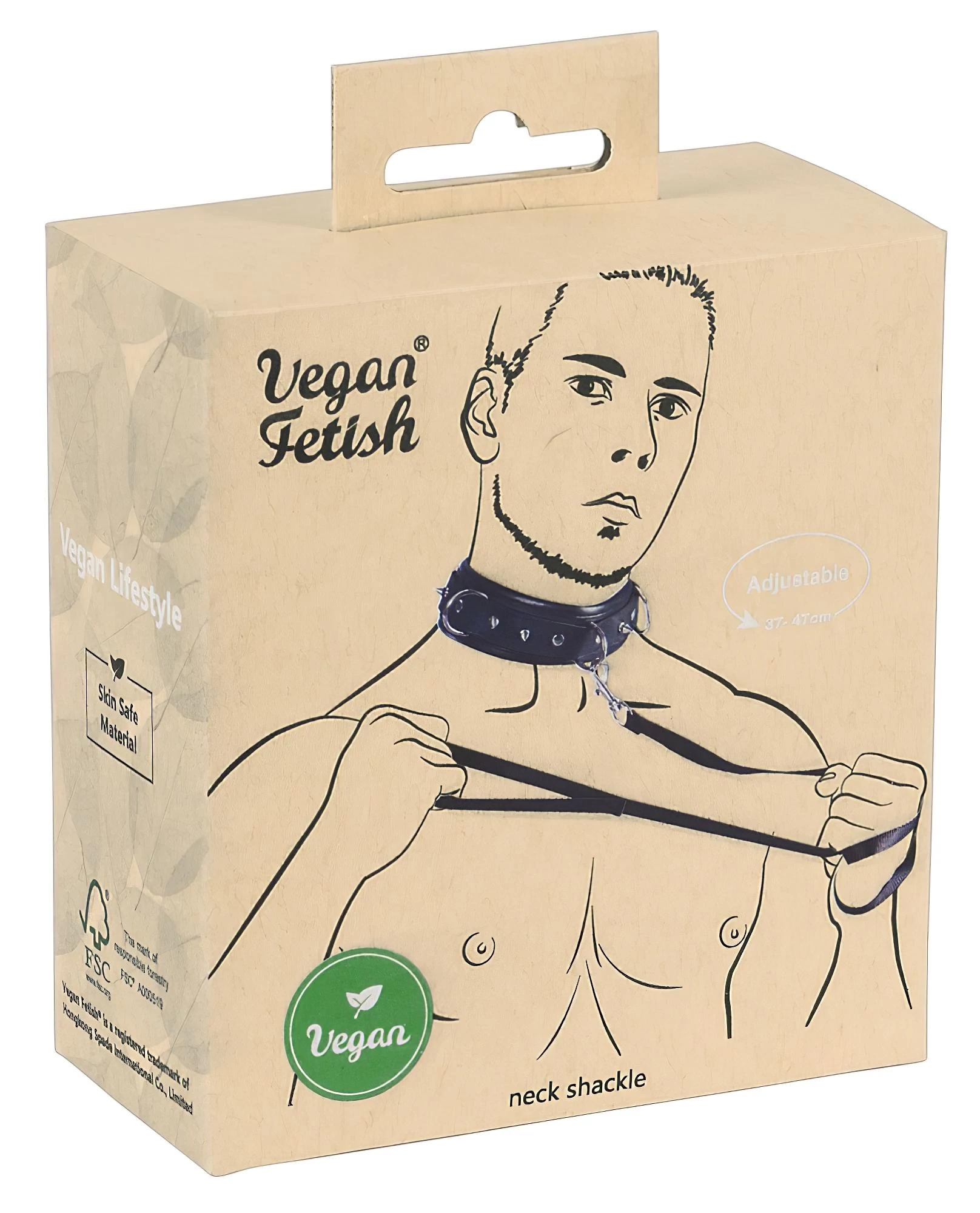 Vegan Fetish - szegecses nyakörv és póráz (fekete)