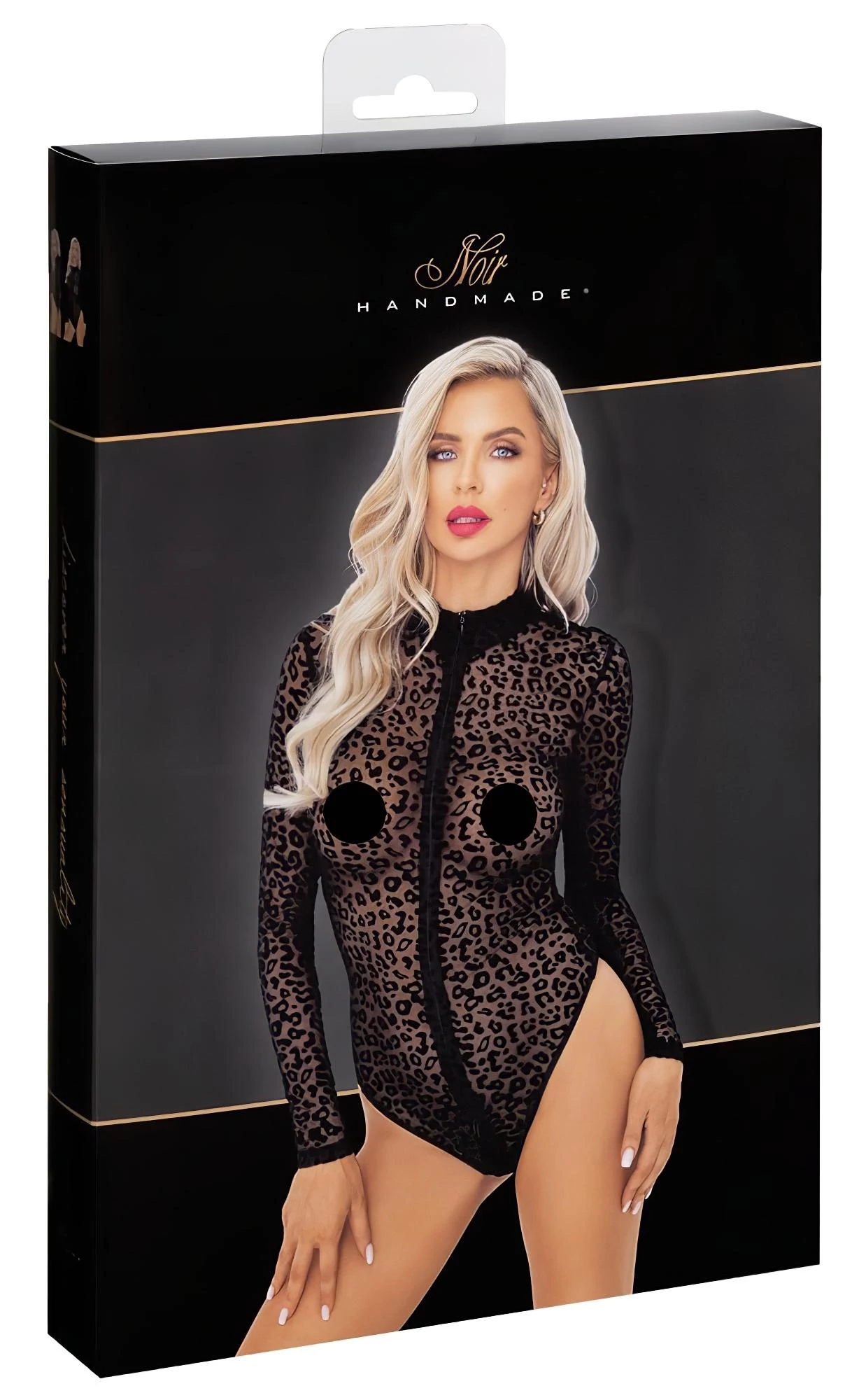 / Noir - leopárd mintás, hosszúujjú body (fekete)