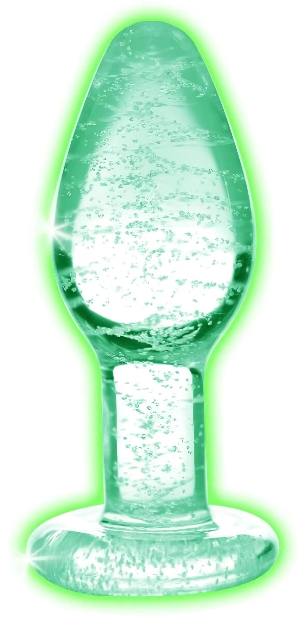 Booty Sparks Glow in the Dark S - üveg anál plug (áttetsző)